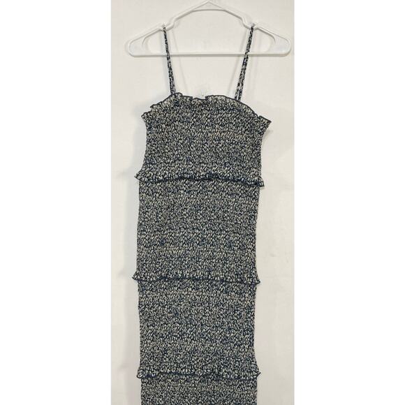Mable Womens Smocked Long Ruffle Sleeveless Dress Blue Midi Size Medium - Picture 5 of 8